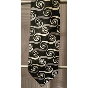 Steve Harvey Collection 100% Silk Tie Hand Made Grays Black‎ White Swirls 61"